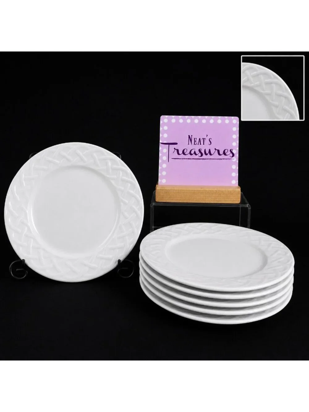 Oneida PICNIC White Embossed Basket Weave Stoneware 6